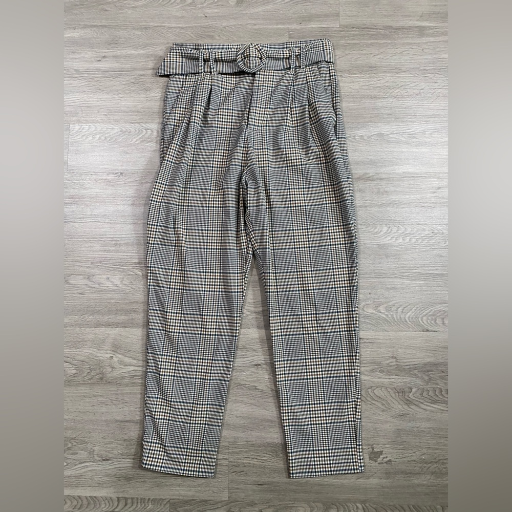 Zara TRF Mini Houndstooth Plaid Pants‎ with Belt cons